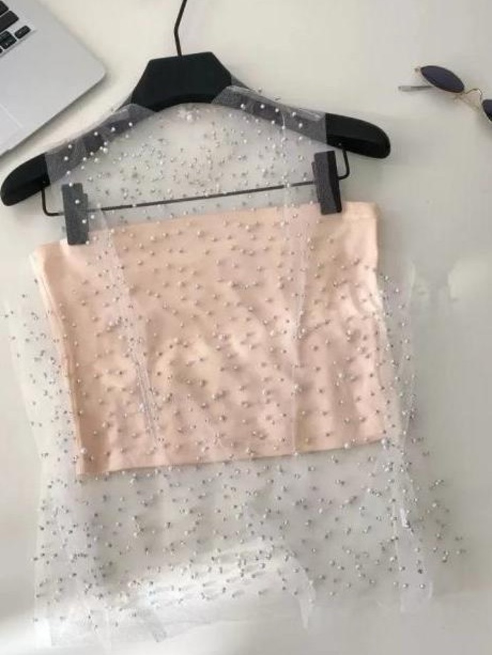 Forever 21 Peach Beaded Sheer Swim Coverup